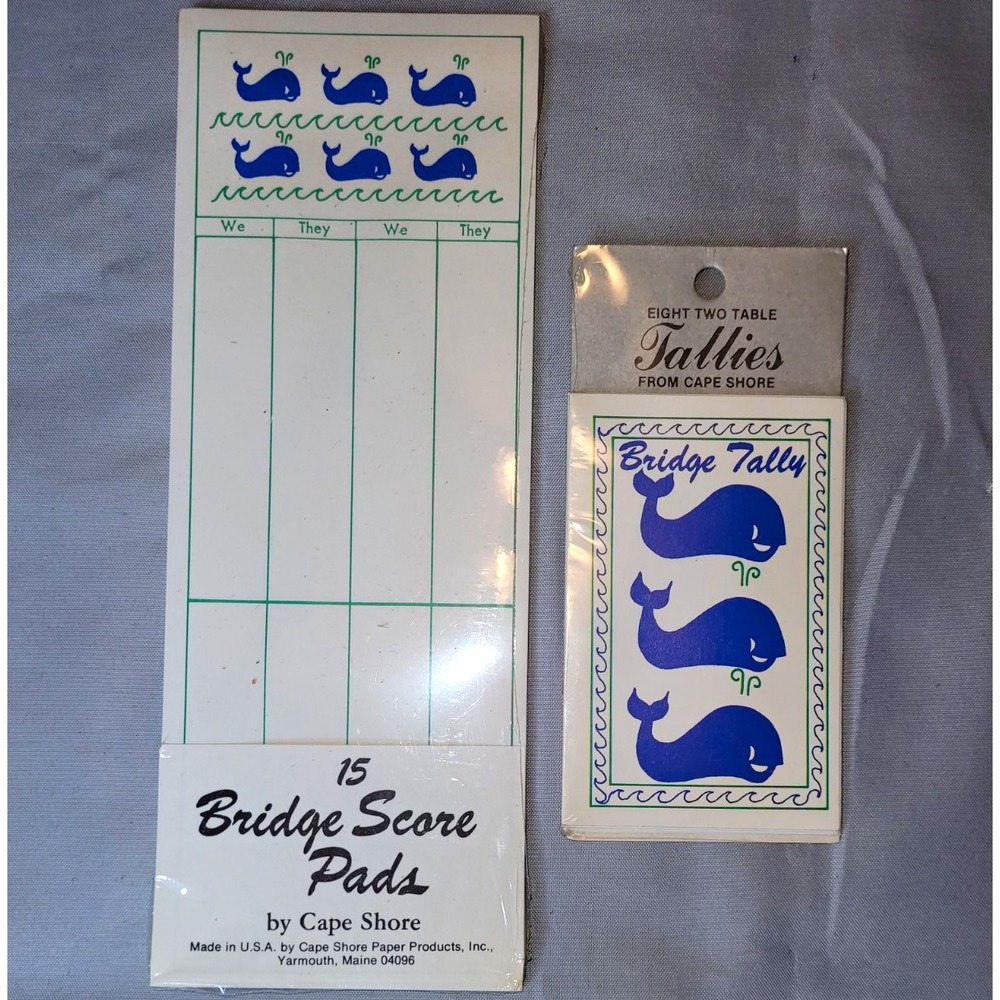 Vintage Cape Shore Whale Design Bridge Tally Cards & Bridge Score Pad Set